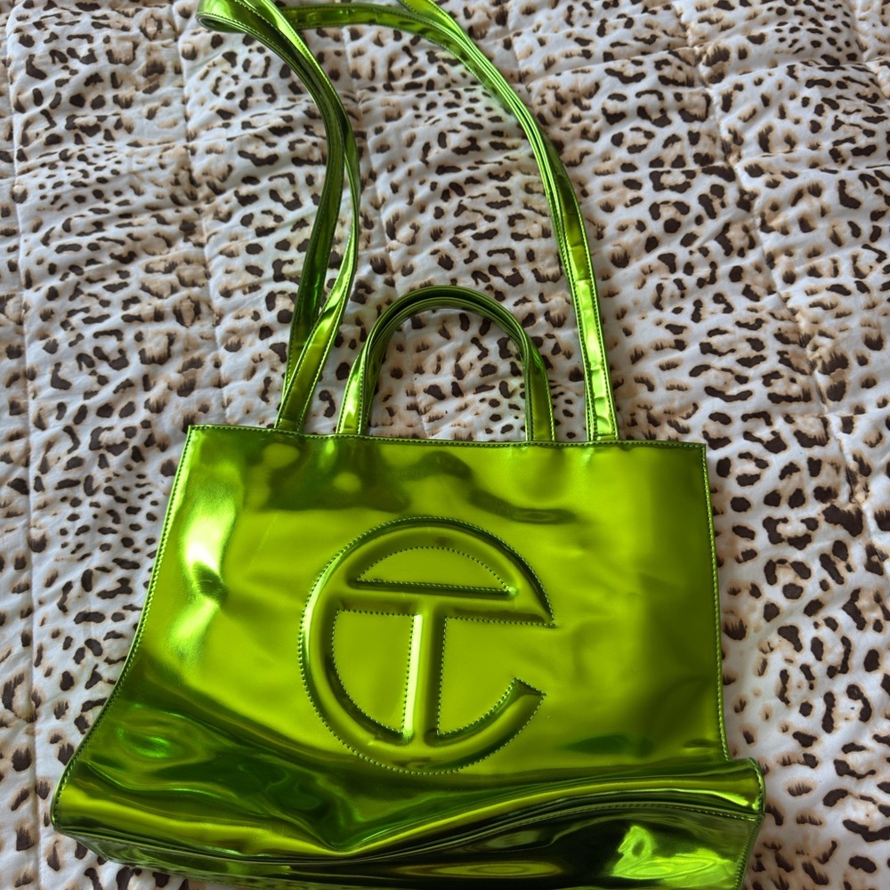 Telfar Metallic Shmedium Lime Green Tote